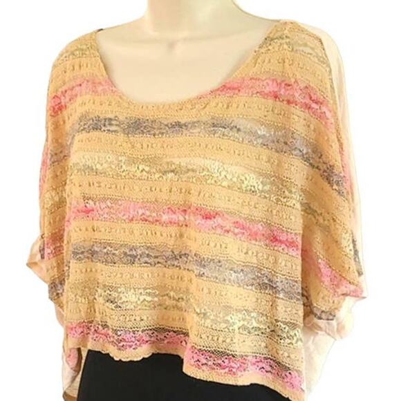 American Eagle Outfitters Women's High-Low Lace Overlay Top Size Large - Picture 4 of 8